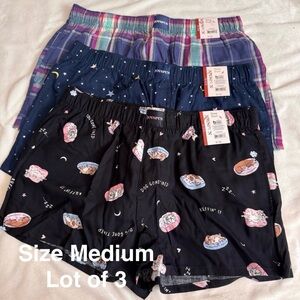 Joyspun Women's Woven Pajama Boxer Shorts, 3'' Inseam